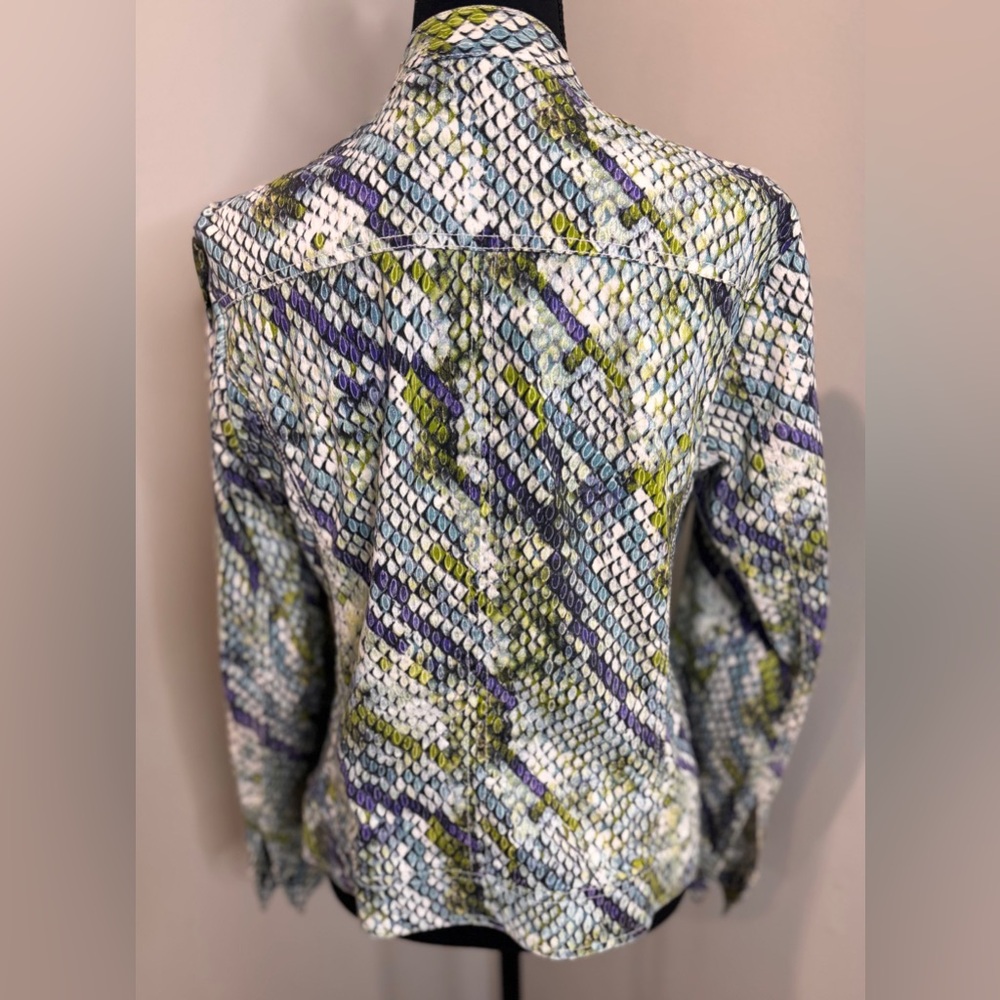 Chico’s Python Snakeskin Print Zip Moto Jacket An… - image 5